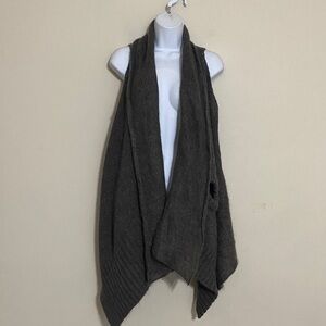 Isabel Benenato Charcoal Open Front Sweater Vest women 44 cozy wool lagenlook